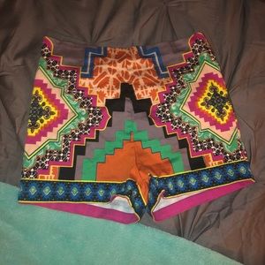 Aztec high waisted cotton shorts